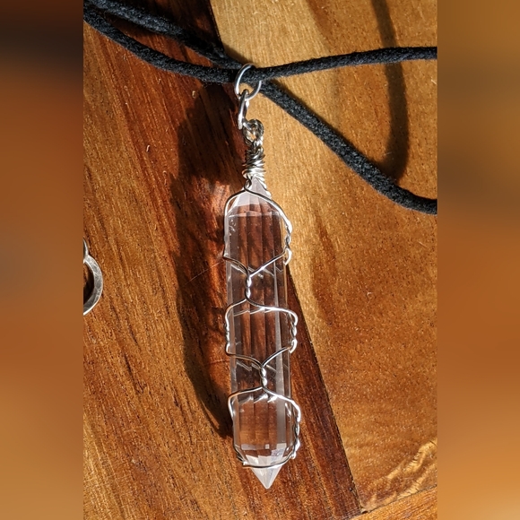 Healing Vogel Quartz Point Amulet Handmade Sterling Silver Basket Weave - Picture 7 of 16